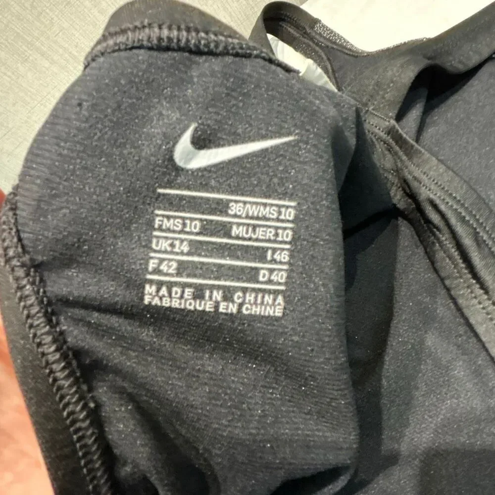 Nike Fade Sting Fastback Swimsuit Sz 10 Black Gray White Ombre Racerback One Pc